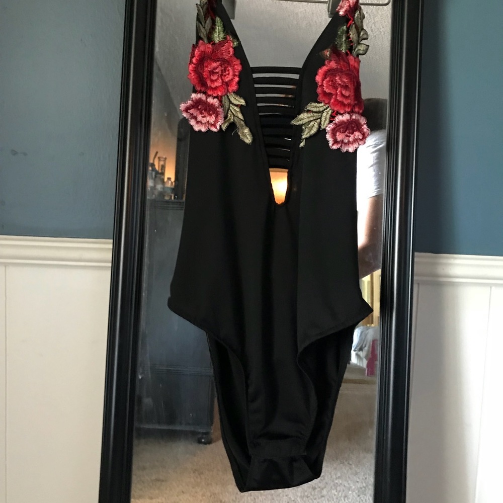 Black & Floral Bodysuit